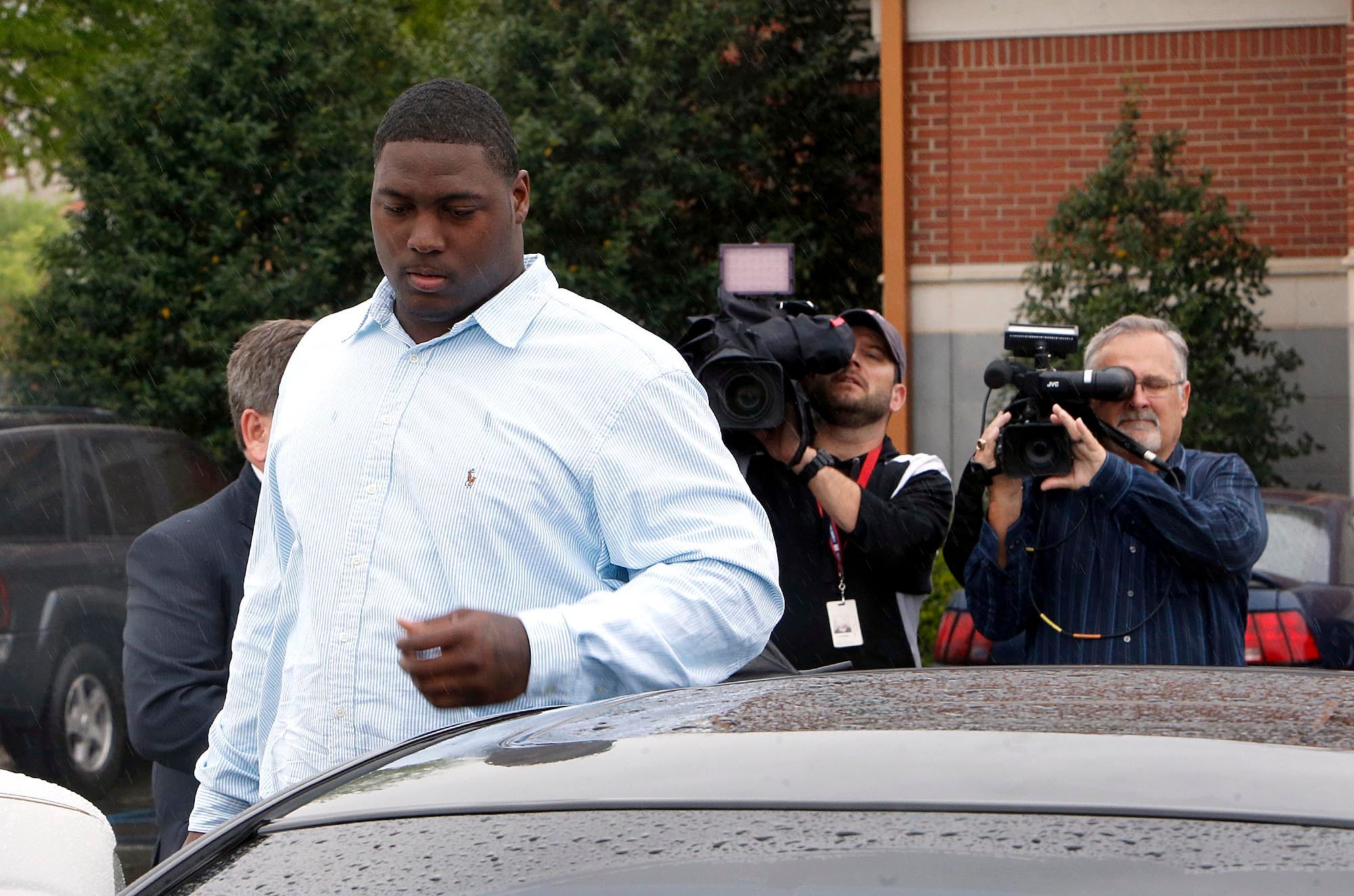 Former University of Alabama football player Jonathan Taylor appeared in court Monday April 6, for the first time on third-degree domestic violence charges. Taylor was accused last Saturday of harming his girlfriend and punching a hole in a door at her apartment. She has since recanted those allegations and is facing a charge of making a false report to law enforcement.Taylor did not enter a plea at the arraignment scheduled in Tuscaloosa Municipal Court Monday afternoon. His attorney, Keith Veigas of Birmingham, said that the arraignment has been postponed and that a new date hasnÕt been set.UA Coach Nick Saban dismissed Taylor, 21, from the team the following day. He is no longer a UA student and is ineligible for readmission. staff photo | Robert Sutton